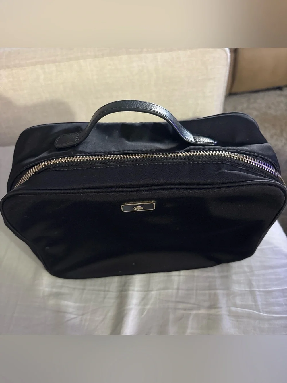 Kate Spade Black Travel Toiletry Bag with Logo